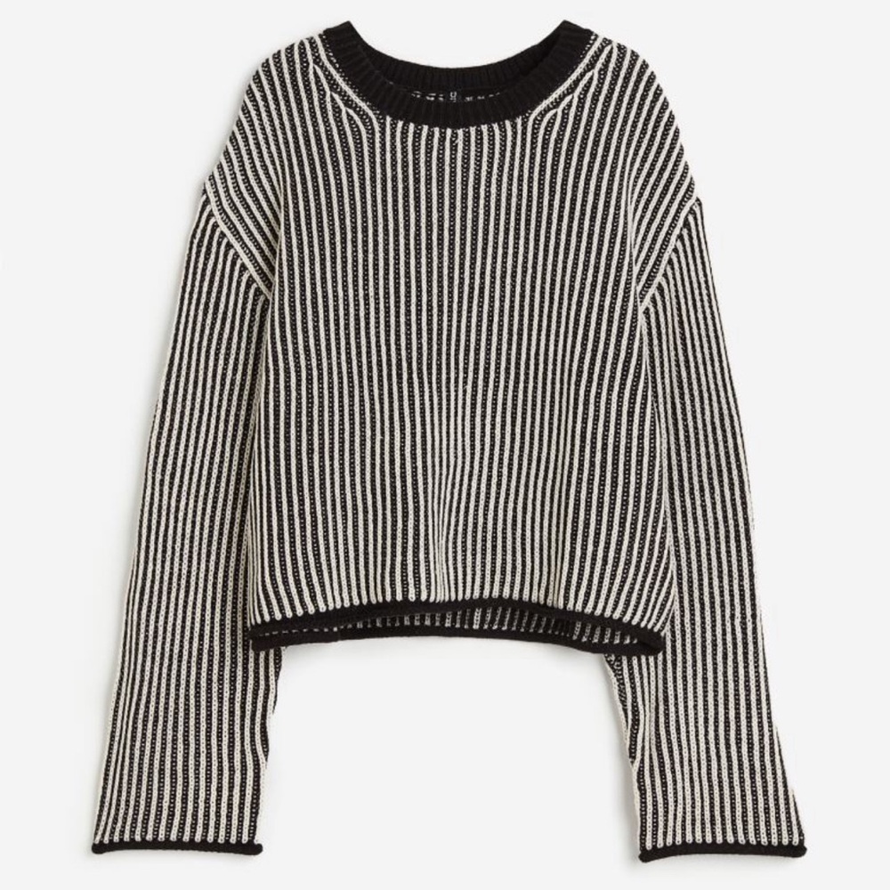 H&M Round Neck Long Sleeve Striped Sweater